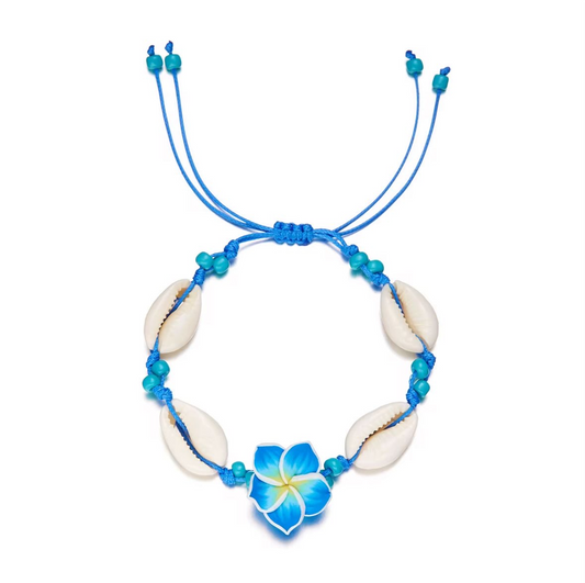 Bracelet Coquillage & Fleur Tropicale Réglable