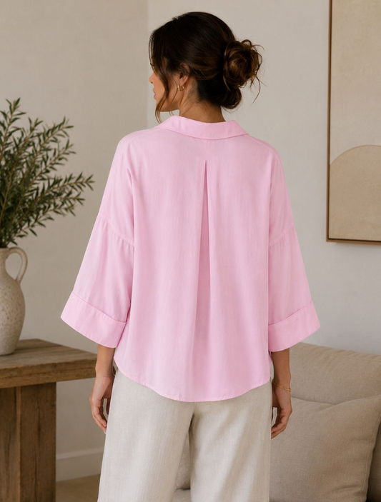 Chemise oversize rose femme