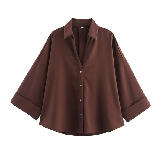 chemise oversize marron