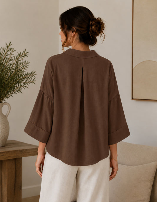 chemise oversize marron