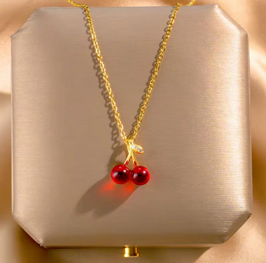 Collier Cerises en acier inoxydable
