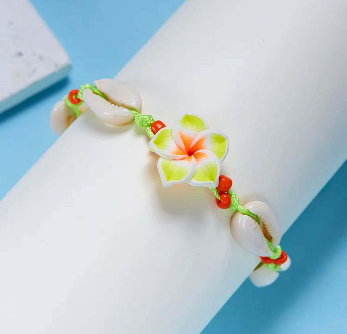 Bracelet Coquillage & Fleur Tropicale Réglable