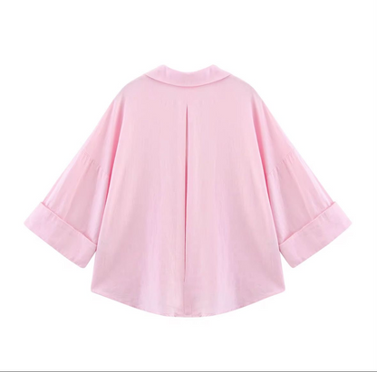 Chemise oversize rose femme