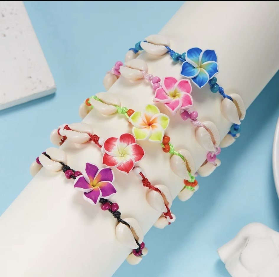 Bracelet Coquillage & Fleur Tropicale Réglable