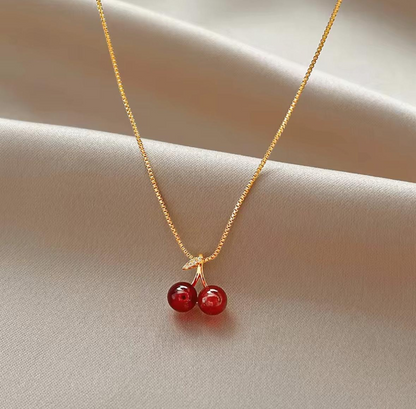 Collier Cerises en acier inoxydable