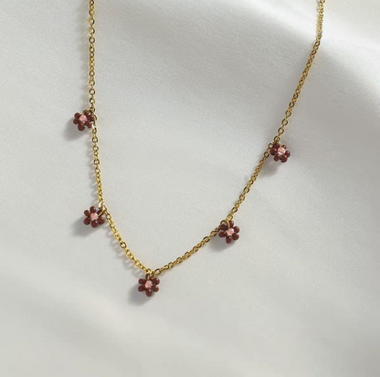 Collier Marguerites Colorées en acier inoxydable