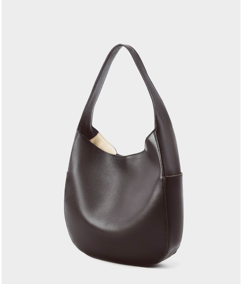 Grand sac à main léger en cuir véritable (noir / café)