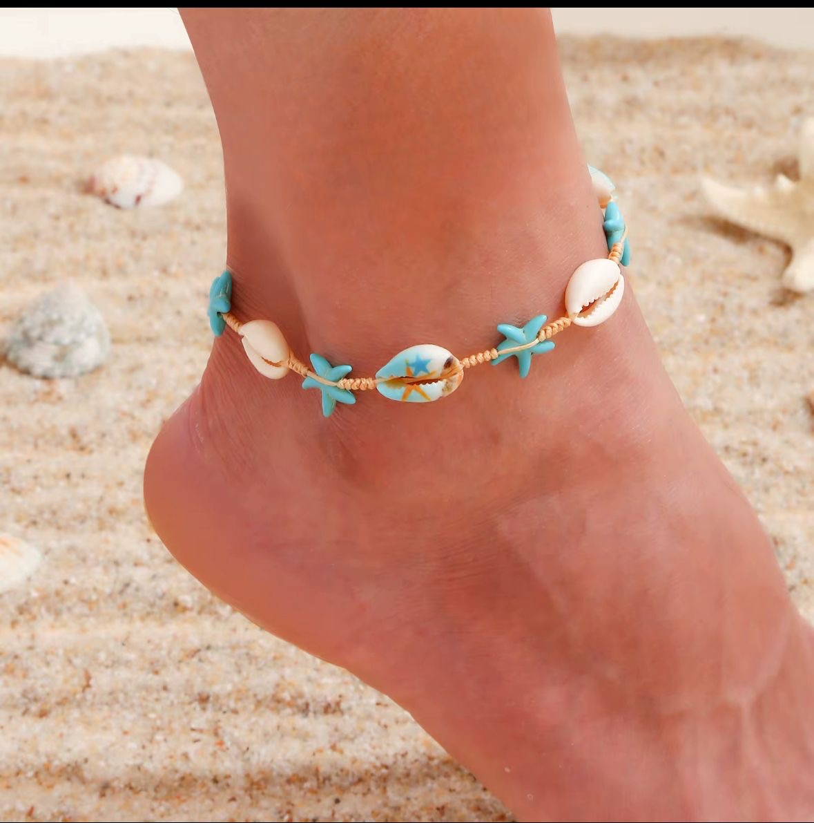 Bracelet de Cheville Coquillages & Étoiles de Mer