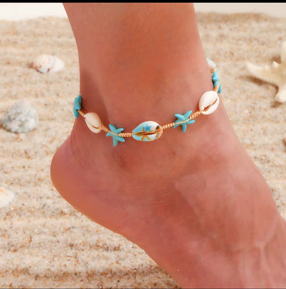 Bracelet de Cheville Coquillages & Étoiles de Mer