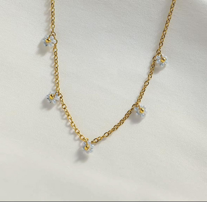 Collier Marguerites Colorées en acier inoxydable