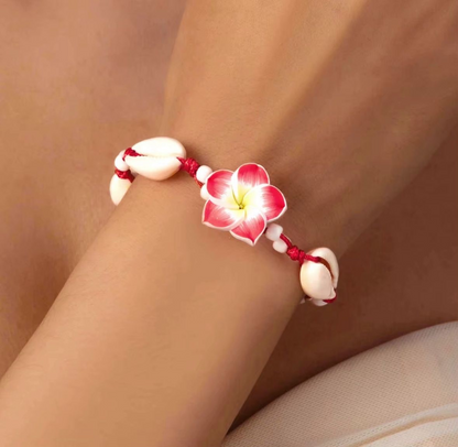 Bracelet Coquillage & Fleur Tropicale Réglable