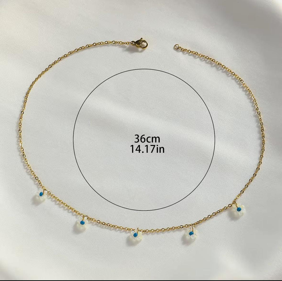Collier Marguerites Colorées en acier inoxydable