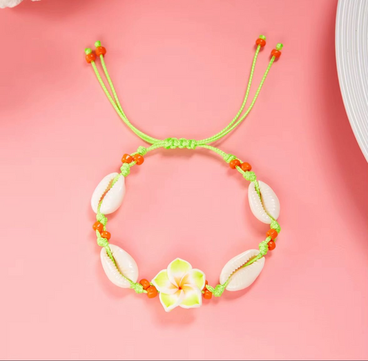 Bracelet Coquillage & Fleur Tropicale Réglable